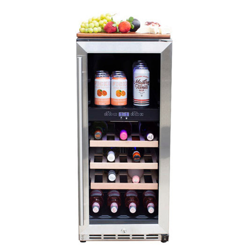 TrueFlame 15" Outdoor Rated Dual Zone Wine Cooler- TF-RFR-15WD