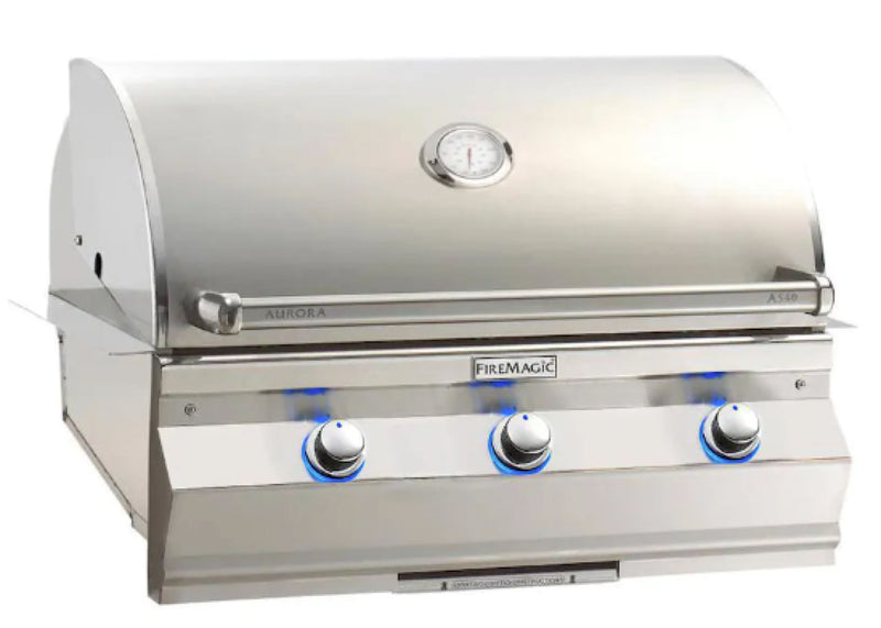 Fire Magic Aurora A540I - 30-Inch 3-Burner Built-In Grill with Analog Thermometer - Liquid Propane Gas - A540I-7EAP