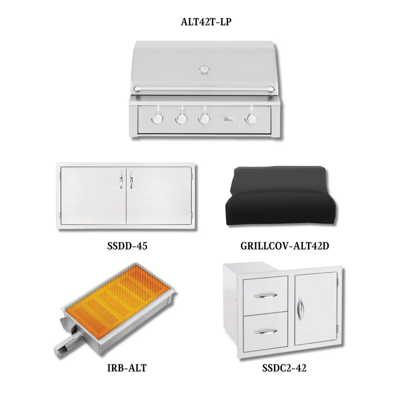 Summerset Alturi ALT42T-LP with Double Access Doors, Cover, Infrared Sear Burner and Access Door & Double Drawer Combo- ALT42T-LP-PCKG2