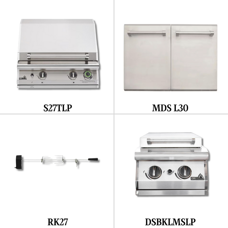 PGS S27TLP Liquid Propane Gas with Double Access Door, Rotisserie Kit and Double Side Burner - PCKG2-S27TLP