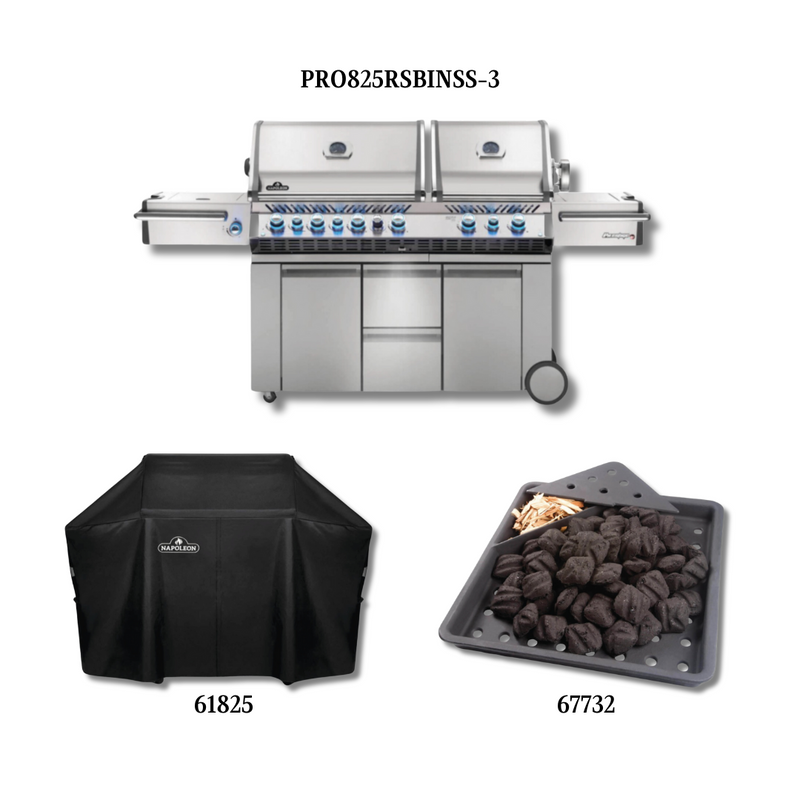 Napoleon PRESTIGE PRO 825 NG wiith Cover and Charcoal Tray	- PRO8253PCNG-PCKG