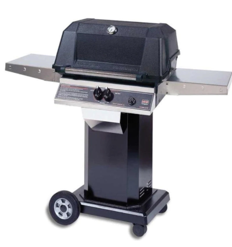 MHP WNK4DD - 57-Inch 2-Burner Black Cart Grill with Stainless Steel Shelves and SearMagic Grids - Liquid Propane Gas - WNK4DD-PS + OCOLB + OM-P
