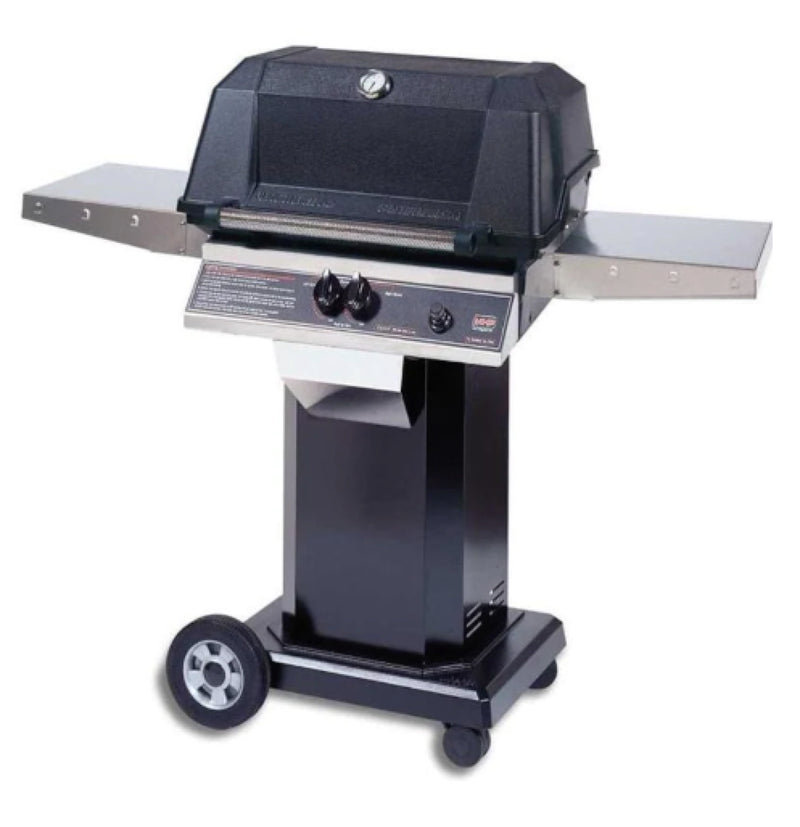 MHP WNK4DD - 57-Inch 2-Burner Black Cart Grill with Stainless Steel Shelves and Stainless Grids - Liquid Propane Gas - WNK4DD-P + OCOLB + OM-P