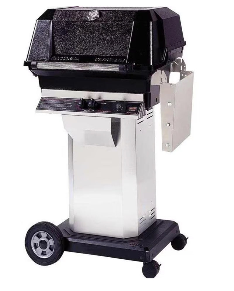 MHP JNR4DD - 37-Inch 2-Burner Stainless Cart Grill with Stainless Steel Shelves and Stainless Grids - Liquid Propane Gas - JNR4DD-P + OCOL + OM-P