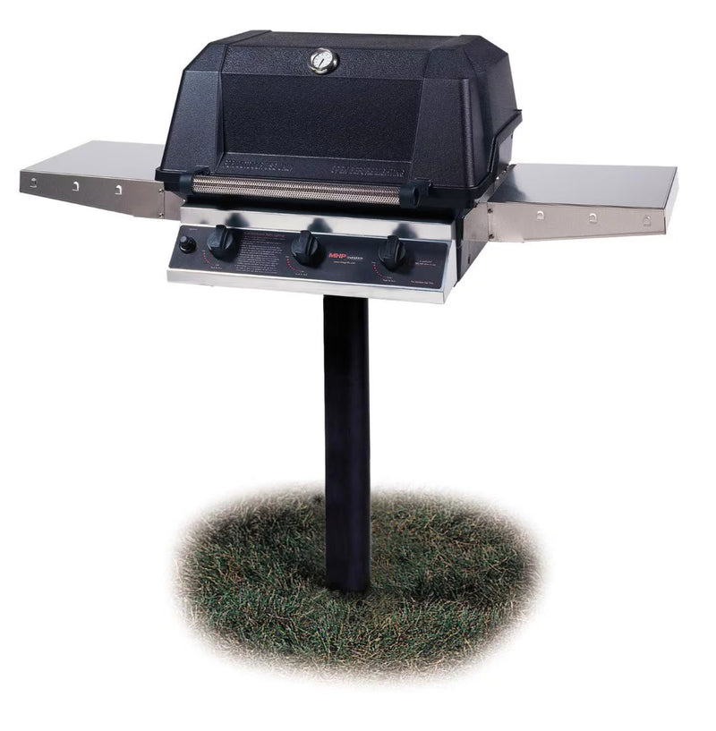 MHP WHRG4DD - 57-Inch 3-Burner Hybrid In-Ground Post Grill with Sear Magic Grids - Natural Gas - WHRG4DD-NS + MPP
