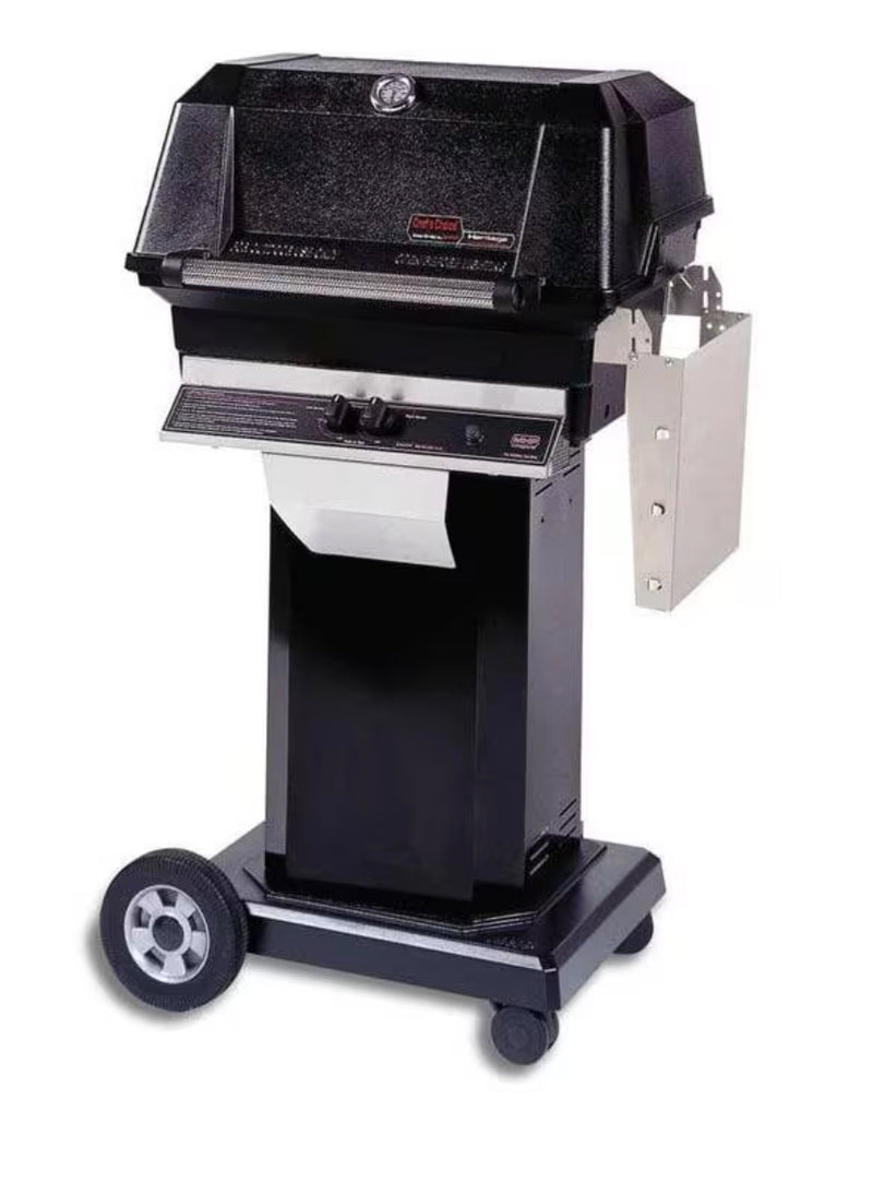 MHP JNR4DD - 37-Inch 2-Burner On Black Cart Grill with Stainless Steel Shelves and Stainless Grids - Liquid Propane Gas - JNR4DD-P + OCOLB + OM-P
