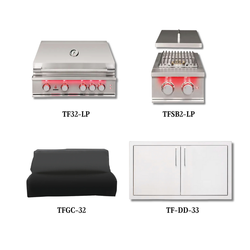 TrueFlame TF32-LP with Cover, Double Side Burner and Double Access Door - PCKG1-TF32-LP