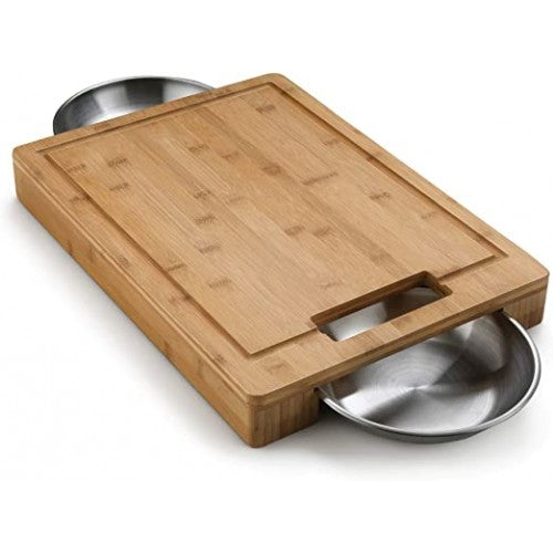 Napoleon PRO Bamboo Cutting Board with Stainless Steel Bowls - 70012