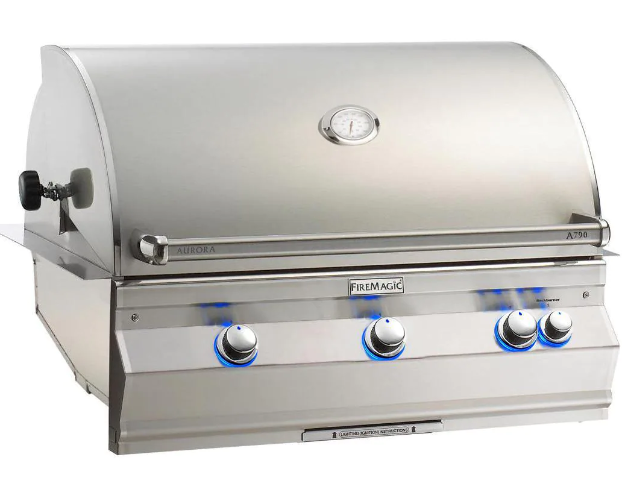 Fire Magic Aurora A790I 36-Inch 3-Burner Built-In Grill with Rotisserie and Analog Thermometer - Natural Gas - A790I-8LAN