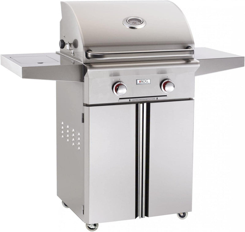 American Outdoor Grill T-Series - 24-Inch 2-Burner Freestanding Grill with Rotisserie and Single Side Burner - Liquid Propane Gas Grill - AOG24PCT