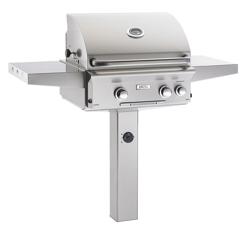 American Outdoor Grill L-Series - 24-Inch 2-Burner Freestanding Grill with Rotisserie on In-Ground Post - Liquid Propane Gas - AOG24PGL