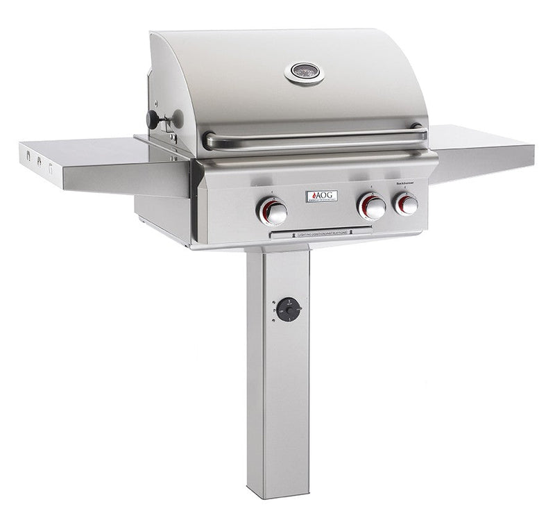 American Outdoor Grill T-Series - 24-Inch 2-Burner Freestanding Grill with Rotisserie on In-Ground Post - Liquid Propane Gas - AOG24PGT