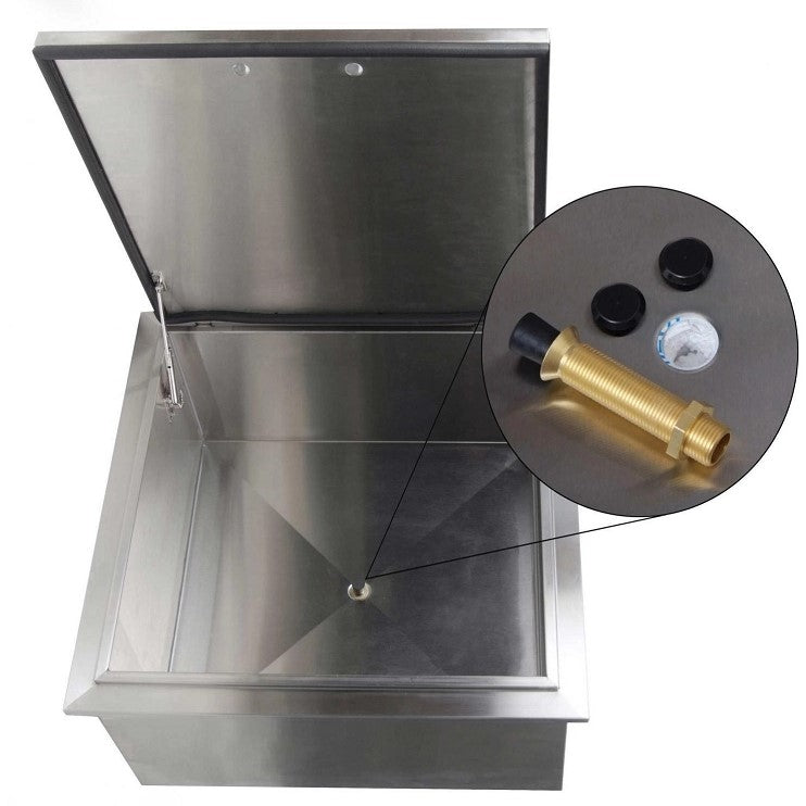 PCM 260 Series 18 Inch Slide In Ice Bin Cooler With Speed Rail & Condiment Holder - BBQ-260-18SI