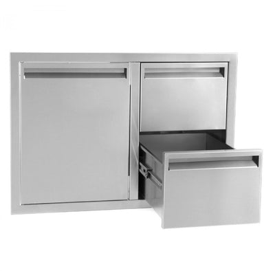 PCM 350 Series 32 Inch Access Door & Double Drawer Combo (Reversible) - BBQ-350-DDC