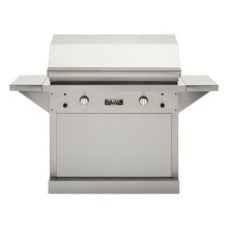 TEC Patio FR - 44-Inch 2-Burner - Freestanding Grill - Natural Gas on Stainless Steel Pedestal with Side Shelves - PFR2NTPEDS