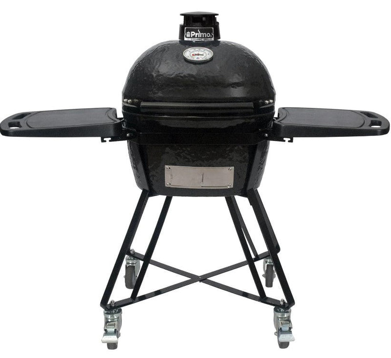 Primo All-In-One Oval Junior Kamado Freestanding Grill with Side Shelves, Ash Tool and Grate Lifter - Charcoal - PGCJRC