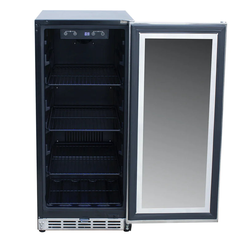 RCS 15-Inch 3.2 Cu. Ft. Outdoor Rated Stainless Steel Refrigerator with Glass Window - REFR5