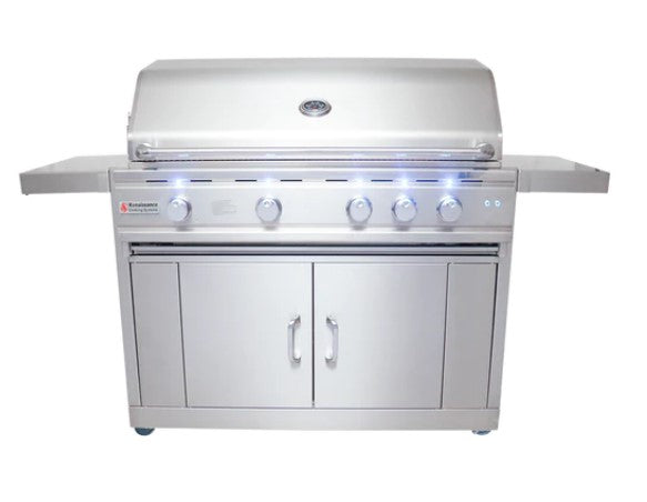 RCS Cutlass Pro - 42-Inch 4-Burner Freestanding Grill with Rear Infrared Burner and Blue LED Lights - Liquid Propane Gas - RON42ALP + RONJC