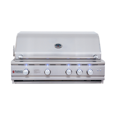 RCS Cutlass Pro - 38-Inch 4-Burner Built-In Grill with Blue LED Lights and Rear Burner - Liquid Propane Gas - RON38ALP