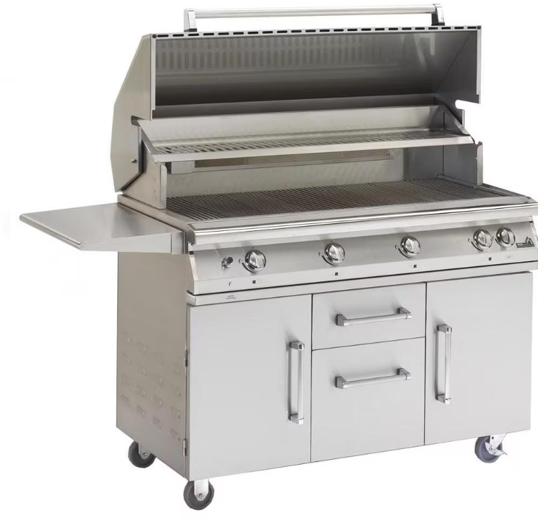 PGS Legacy Big Sur - 51-Inch 4-Burner Freestanding Grill with Rotisserie - Liquid Propane Gas - S48RLP + S48CART