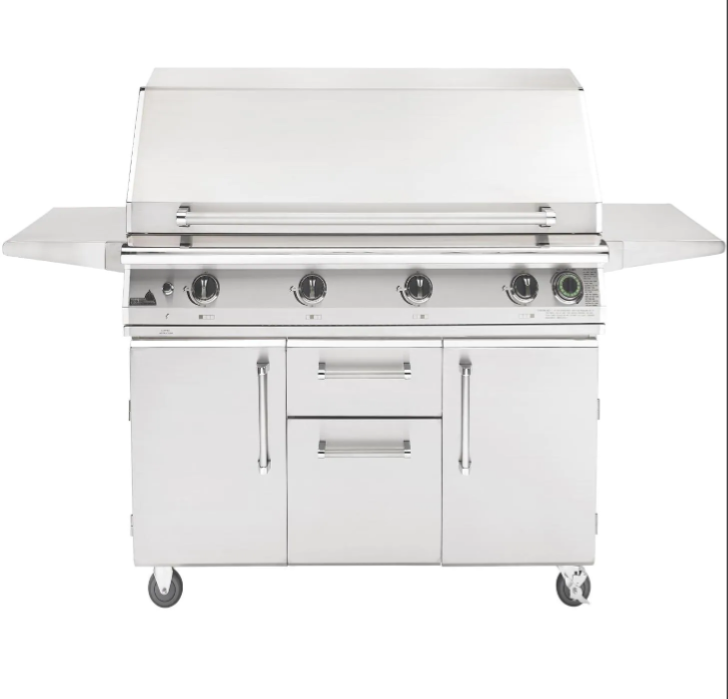 PGS T-Series Commercial - 51-Inch 4-Burner Freestanding Grill with Timer - Natural Gas - S48TNG + S48CART