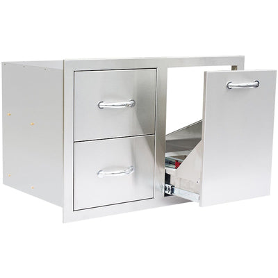 Summerset Liquid Propane Gas Tank/Trash Pullout & Double Drawer Combo, 33 Inch - SSDC2-33LP