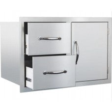 Summerset 30 Inch Stainless Steel Flush Mount Access Door & Double Drawer Combo - SSDC2-33
