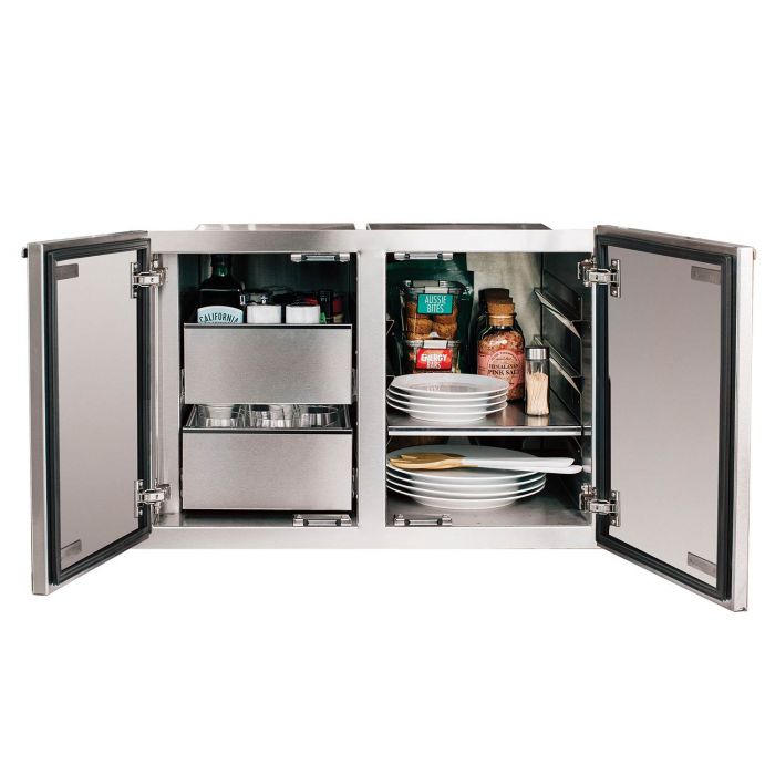 Summerset 39 Inch 2 Drawer Dry Storage Pantry and Enclosed Cabinet Combo Stainless Steel - SSDP-36DC