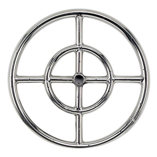 American Fire Glass 12-Inch Stainless Steel Double-Ring Propane Gas Burner W/ 1/2-Inch Inlet - SSFR12LP