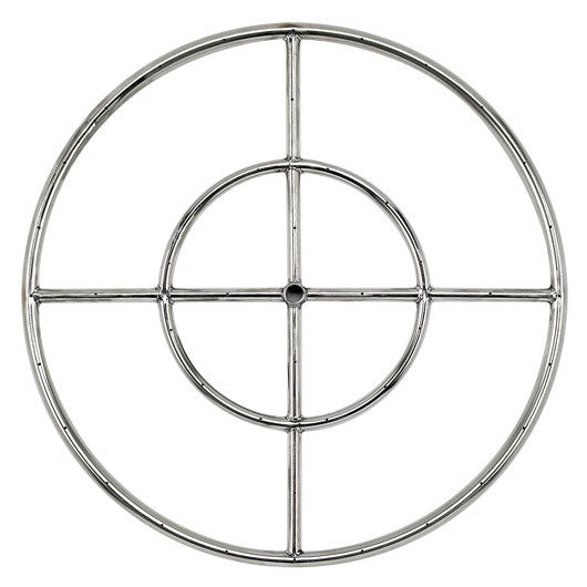 American Fire Glass 24-Inch Stainless Steel Double-Ring Propane Gas Burner W/ 1/2-Inch Inlet - SSFR24LP