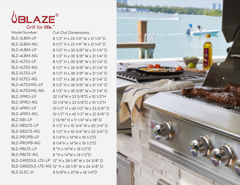 Blaze Premium LTE - 40-Inch 5-Burner Built-In Grill - Natural Gas With Grill Lights - BLZ-5LTE2-NG