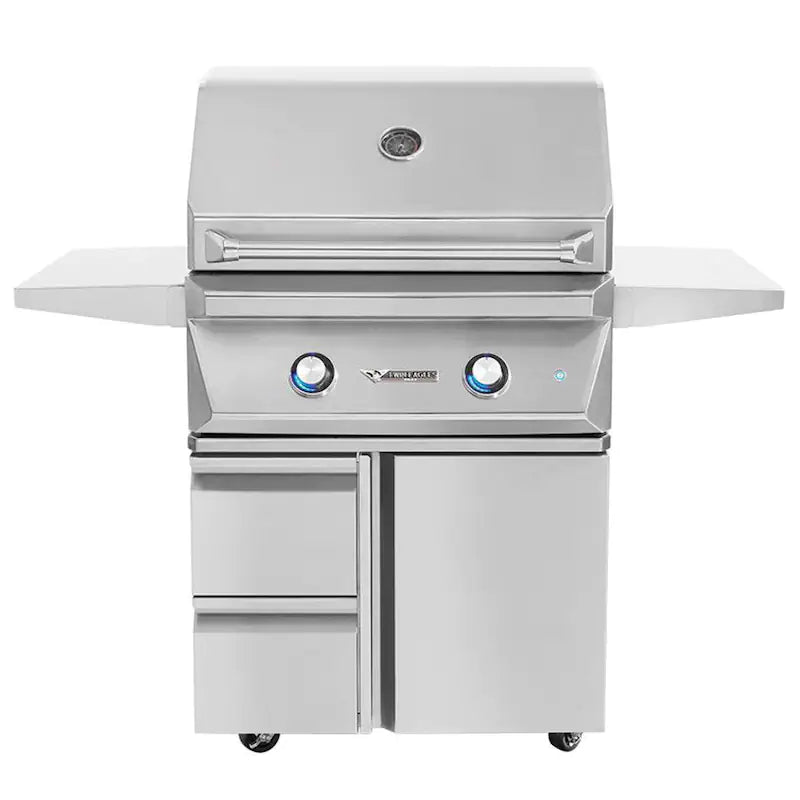 Twin Eagles - 30-Inch 2-Burner Freestanding Grill On Deluxe Cart - Natural Gas - TEBQ30G-CN + TEGB30SD-B