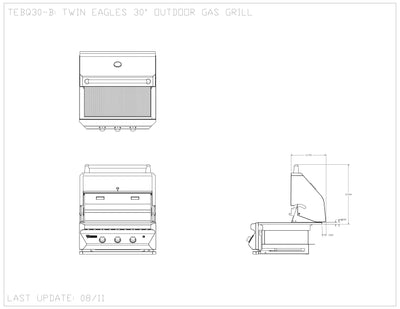 Twin Eagles - 30-Inch 2-Burners Built-In Grill - Liquid Propane Gas - TEBQ30G-CL