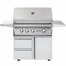 Twin Eagles - 36-Inch 3-Burner Freestanding Grill On Deluxe Cart - Liquid Propane Gas - TEBQ36R-CL + TEGB36SD-B
