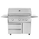 Twin Eagles - 42-Inch 3-Burner Freestanding Grill On Deluxe Cart - Liquid Propane Gas - TEBQ42G-CL + TEGB42SD-B