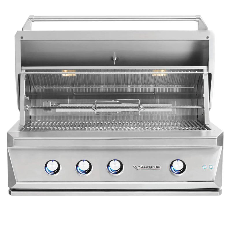 Twin Eagles - 42-Inch 3-Burner Freestanding On Deluxe Cart Grill - Liquid Propane Gas - TEBQ42R-CL + TEGB42SD-B