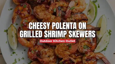 Cheesy Polenta on Grilled Shrimp Skewers