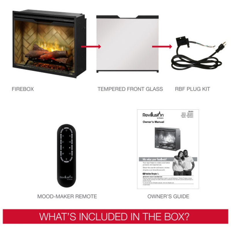 Dimplex Revillusion 36-inch Built-in Firebox with Glass Pane and Plug Kit (RBF36-FG)