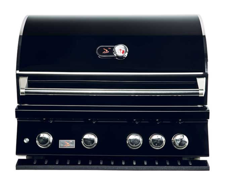 Bonfire Whistler Black Series - 34 - Inch 4 Burner Built-In Natural Gas Grill with Side Burner, Access Door and Griddle Plate