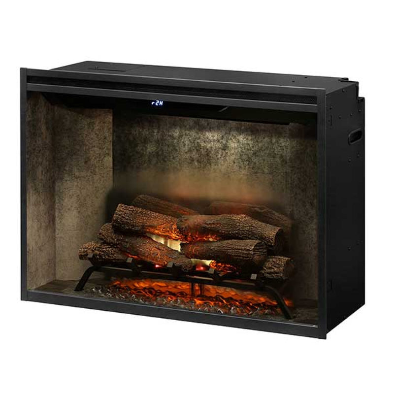 Dimplex Revillusion 36-inch Built-in Firebox with Glass Pane and Plug Kit, Weathered Concrete (RBF36WC-FG)