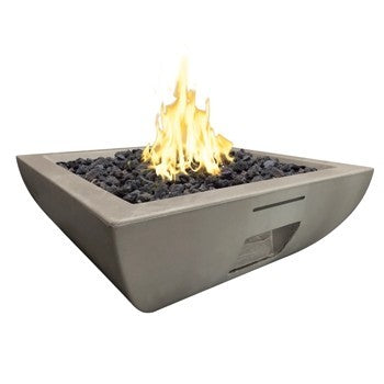 American Fyre Designs 36 Inch Bordeaux Square Fire Bowl, Cafe Blanco, Propane Gas- 430-CB-11-M6PC