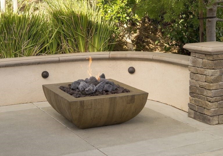 American Fyre Designs 36 Inch Bordeaux Square Fire Bowl, Smoke, Natural Gas- 430-SM-11-M6NC