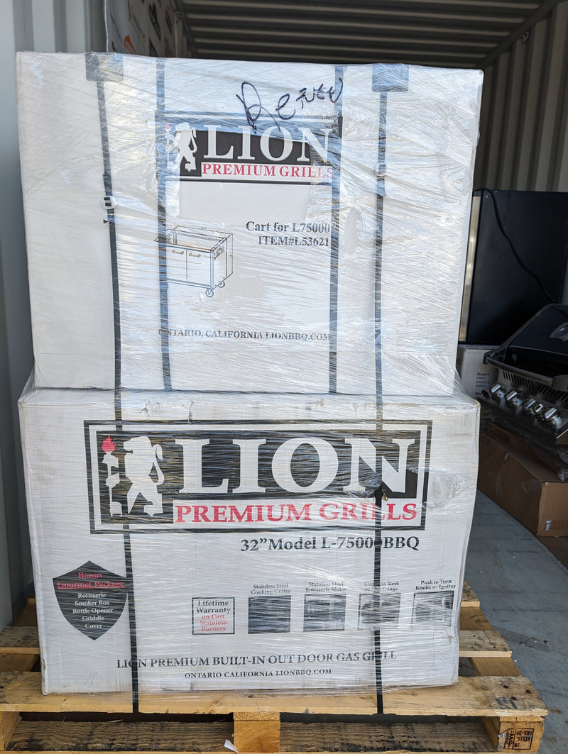 Lion L75000 - 32-Inch 4-Burner Freestanding Grill Open Box- Natural Gas - 53621 + 75623 - OB