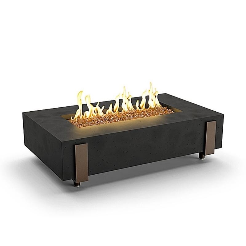 American Fyre Designs 16 1/2 Inch Rectangle Iron Saddle Firetable, Black Lava, Propane Gas- 580-BA-11-M7PC