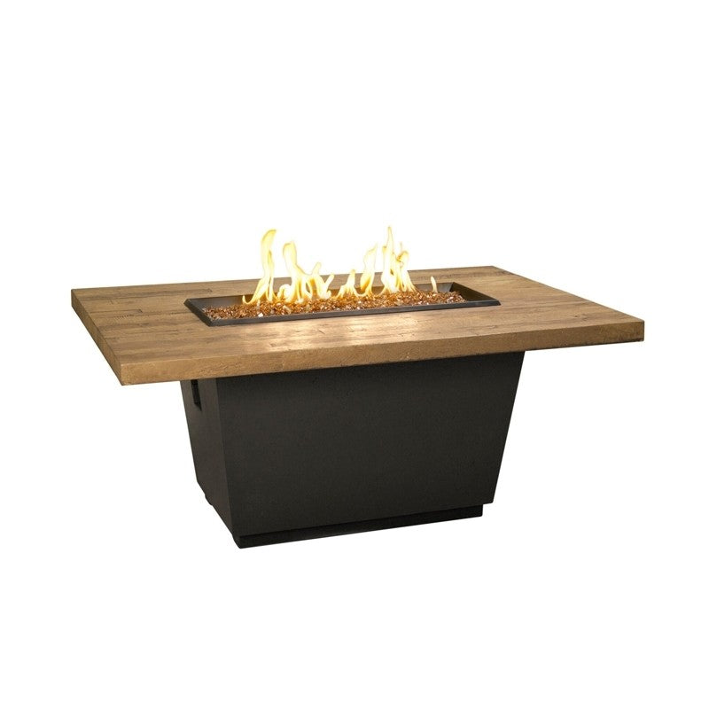 American Fyre Designs Reclaimed Wood 24 Inch Cosmo Rectangle Firetable, Silver Pine, Propane Gas- 635-BA-SP-M4PC