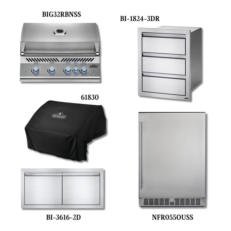 Napoleon Built-In 700 Series 32-Inch NG with Cover, Access Doors, Drawer and Refrigerator - 700S325PCNGREF-PCKG