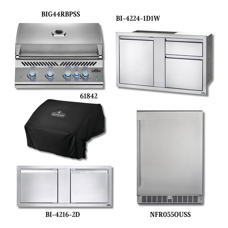 Napoleon BUILT-IN 700 SERIES 44 LP with Cover, Access Door, Smoker Box, and Refrigerator - 700S445PCLPWRef-PCKG