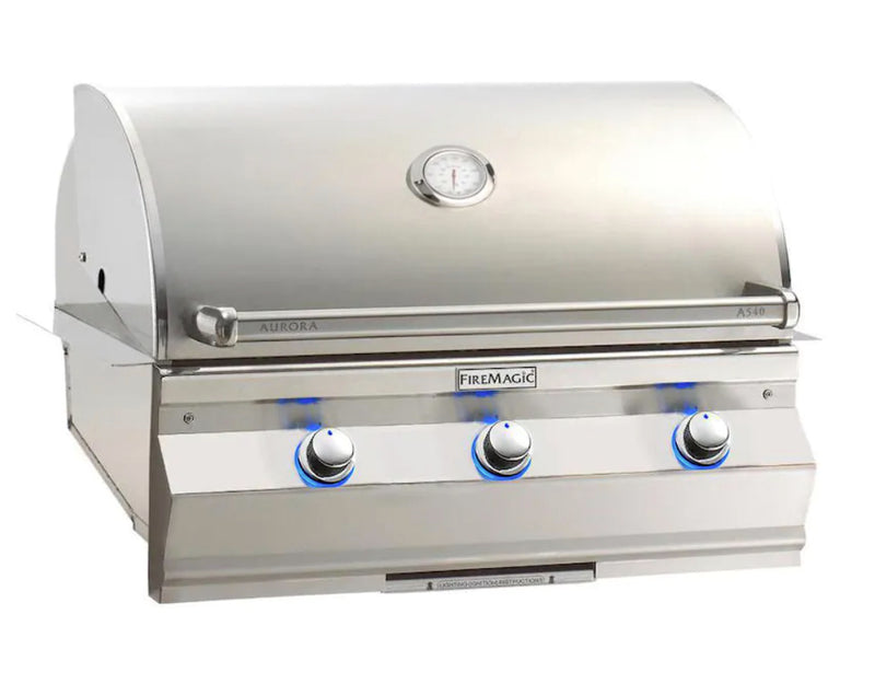 Fire Magic Aurora A540I - 30-Inch 2-Burner Built-In Grill with Analog Thermometer - Liquid Propane Gas - A540I-7LAP