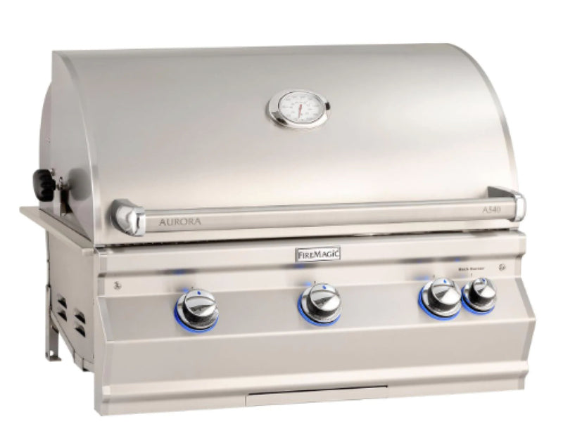 Fire Magic Aurora A540I - 30-Inch 3-Burner  Built-In Grill with Rotisserie and Analog Thermometer - Natural Gas - A540I-8EAN