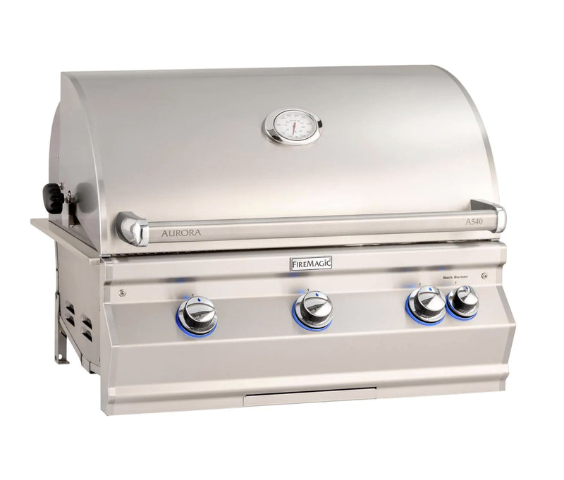 Fire Magic Aurora A540I 30-Inch 2-Burner Built-In Grill with Rotisserie and Analog Thermometer - Liquid Propane Gas - A540I-8LAP